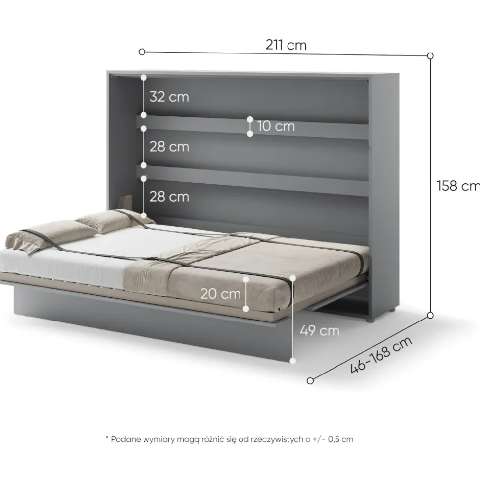 PÓŁKOTAPCZAN POZIOMY SZARY BC-04 BED CONCEPT Lenart