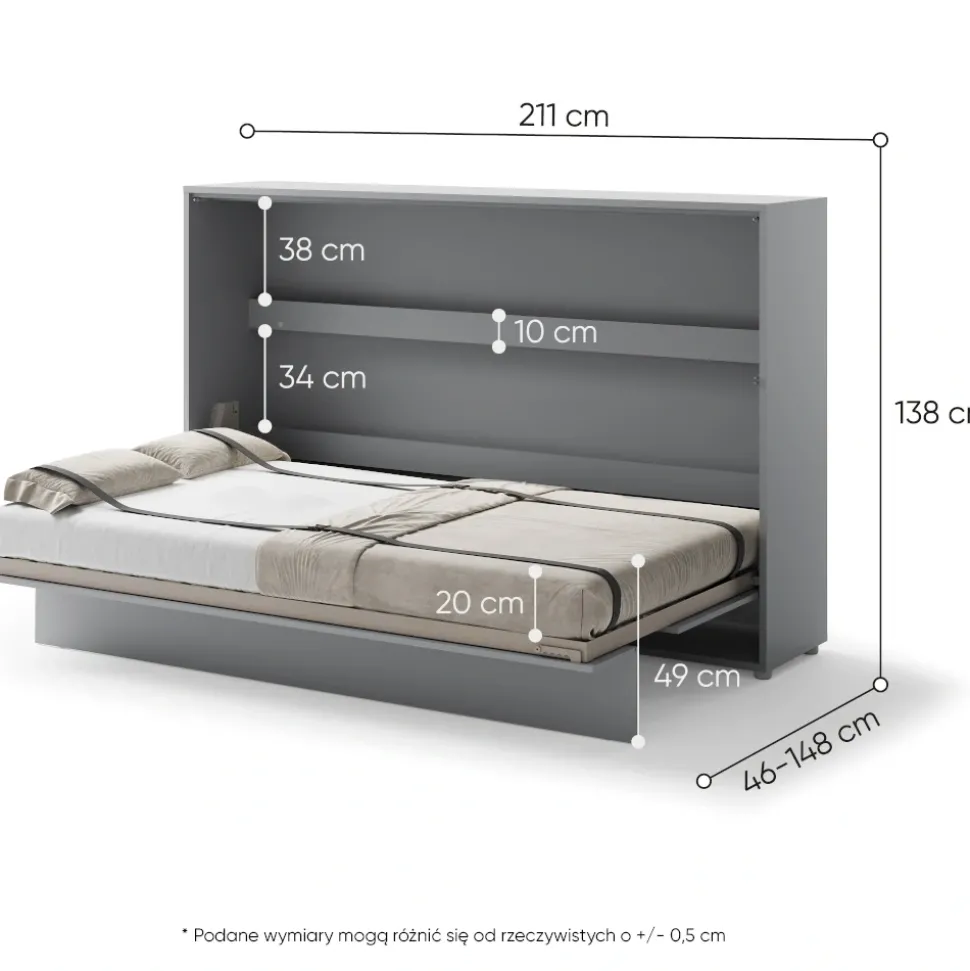 PÓŁKOTAPCZAN POZIOMY SZARY BC-05 BED CONCEPT Lenart