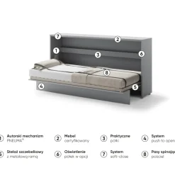 PÓŁKOTAPCZAN POZIOMY SZARY BC-06 BED CONCEPT Lenart