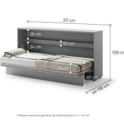 PÓŁKOTAPCZAN POZIOMY SZARY BC-06 BED CONCEPT Lenart