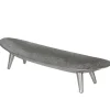Półmisek podłużny w srebrnym kolorze o metalowym wykończeniu na czterech niskich nóżkach 53x10 cm
