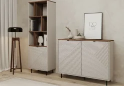 Przestronna szafa ryflowana EVO 4D kaszmir / dąb castello EO-11