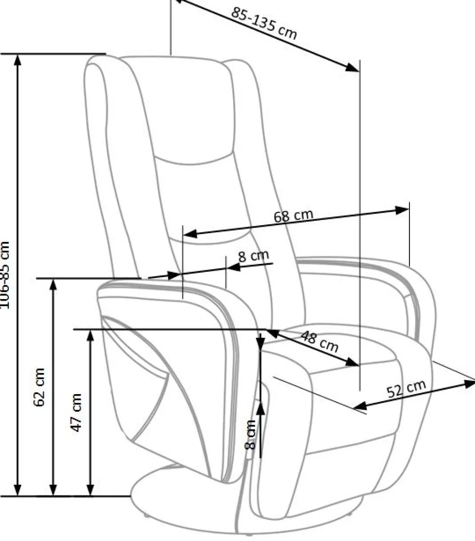 PULSAR recliner z funkcją masażu popielaty1 sztuka