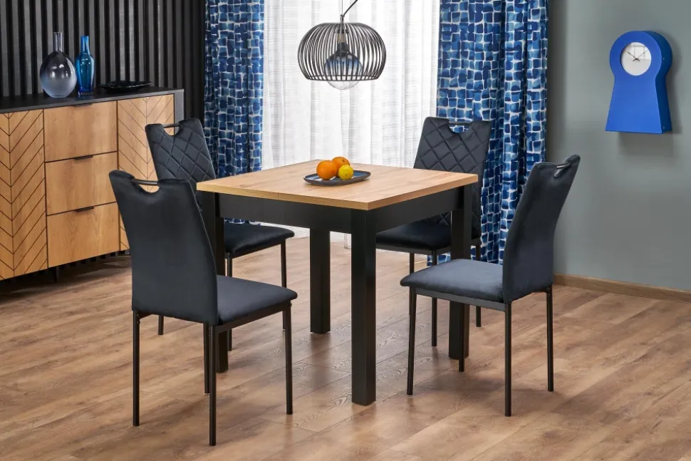 QUBIK stół rozkładany 80-200/80/76 cm dąb artisan/czarny (2p=1szt)1 sztuka