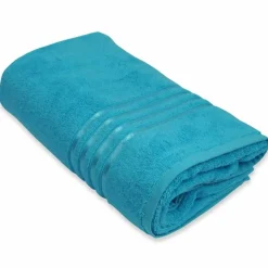 Ręcznik frotte 100x150cm 100% bawełna niebieski ozdobiony tasiemką