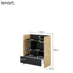 REGAŁ BC-25 DO PÓŁKOTAPCZANU CZARNY / DĄB ARTISAN 92x108 BED CONCEPT Lenart