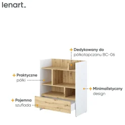 REGAŁ BC-25 DO PÓŁKOTAPCZANU DĄB ARTISAN / BIAŁY 92x108 BED CONCEPT Lenart