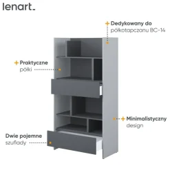 REGAŁ BC-28 DO PÓŁKOTAPCZANU GRAFITOWY / SZARY 92x178 BED CONCEPT Lenart