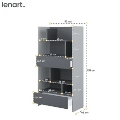 REGAŁ BC-28 DO PÓŁKOTAPCZANU GRAFITOWY / SZARY 92x178 BED CONCEPT Lenart
