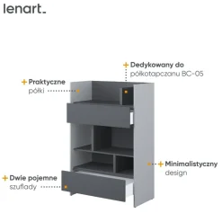 REGAŁ BC-26 DO PÓŁKOTAPCZANU GRAFITOWY / SZARY 92x138 BED CONCEPT Lenart