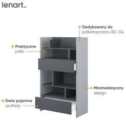 REGAŁ BC-27 DO PÓŁKOTAPCZANU GRAFITOWY / SZARY 92x158 BED CONCEPT Lenart