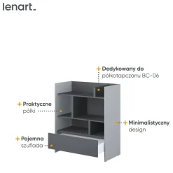 REGAŁ BC-25 DO PÓŁKOTAPCZANU GRAFITOWY / SZARY 92x108 BED CONCEPT Lenart