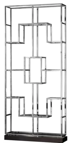 Regał Deacon 108/29/240cm chromowany ze szklanymi półkami srebrny