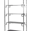 Regał Hyatt Silver 90/32/230 cm ze szklanymi półkami ekskluzywny designerski srebrny metalowy