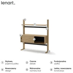 Regał niski dwudrzwiowy 2d Lenart OLLIE OL-03 dąb olejowany+ czarny