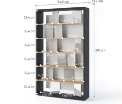 Regał otwarty z oświetleniem LED Lenart Fitt FP-01P