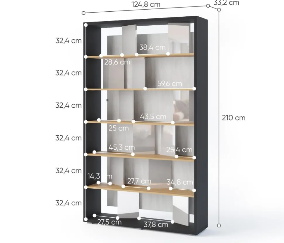 Regał otwarty z oświetleniem LED Lenart Fitt FP-01P