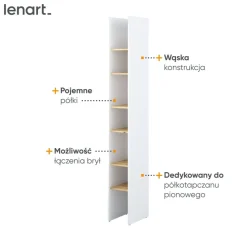 REGAŁ Z PÓŁKAMI BC-24 DO PÓŁKOTAPCZANU DĄB ARTISAN / BIAŁY 27x218 BED CONCEPT Lenart