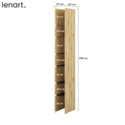 REGAŁ Z PÓŁKAMI BC-24 DO PÓŁKOTAPCZANU CZARNY / DĄB ARTISAN 27x218 BED CONCEPT Lenart