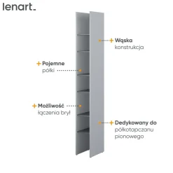 REGAŁ Z PÓŁKAMI BC-24 DO PÓŁKOTAPCZANU GRAFITOWY / SZARY 27x218 BED CONCEPT Lenart