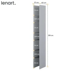 REGAŁ Z PÓŁKAMI BC-24 DO PÓŁKOTAPCZANU GRAFITOWY / SZARY 27x218 BED CONCEPT Lenart