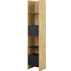REGAŁ Z SZAFKĄ I PÓŁKAMI BC-23 DO PÓŁKOTAPCZANU CZARNY / DĄB ARTISAN 44x218 BED CONCEPT Lenart