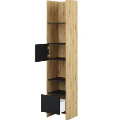 REGAŁ Z SZAFKĄ I PÓŁKAMI BC-23 DO PÓŁKOTAPCZANU CZARNY / DĄB ARTISAN 44x218 BED CONCEPT Lenart