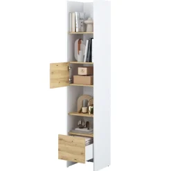 REGAŁ Z SZAFKĄ I PÓŁKAMI BC-23 DO PÓŁKOTAPCZANU DĄB ARTISAN / BIAŁY 44x218 BED CONCEPT Lenart