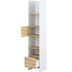 REGAŁ Z SZAFKĄ I PÓŁKAMI BC-23 DO PÓŁKOTAPCZANU DĄB ARTISAN / BIAŁY 44x218 BED CONCEPT Lenart