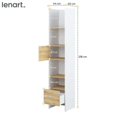 REGAŁ Z SZAFKĄ I PÓŁKAMI BC-23 DO PÓŁKOTAPCZANU DĄB ARTISAN / BIAŁY 44x218 BED CONCEPT Lenart
