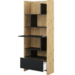 REGAŁ Z SZAFKĄ I PÓŁKAMI BC-22 DO PÓŁKOTAPCZANU CZARNY / DĄB ARTISAN 84x218 BED CONCEPT Lenart