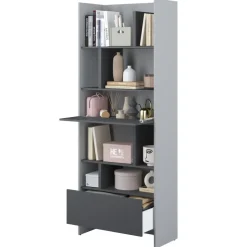 REGAŁ Z SZAFKĄ I PÓŁKAMI BC-22 DO PÓŁKOTAPCZANU GRAFITOWY / SZARY 84x218 BED CONCEPT Lenart