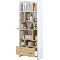 REGAŁ Z SZAFKĄ I PÓŁKAMI BC-22 DO PÓŁKOTAPCZANU DĄB ARTISAN / BIAŁY 84x218 BED CONCEPT Lenart