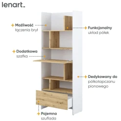 REGAŁ Z SZAFKĄ I PÓŁKAMI BC-22 DO PÓŁKOTAPCZANU DĄB ARTISAN / BIAŁY 84x218 BED CONCEPT Lenart