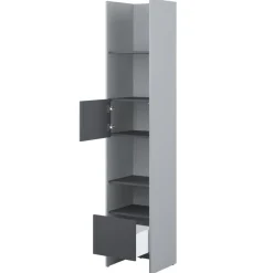 REGAŁ Z SZAFKĄ I PÓŁKAMI BC-23 DO PÓŁKOTAPCZANU GRAFITOWY / SZARY 44x218 BED CONCEPT Lenart