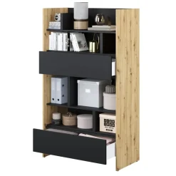 REGAŁ Z SZUFLADAMI BC-27 DO PÓŁKOTAPCZANU CZARNY / DĄB ARTISAN 92x158 BED CONCEPT Lenart