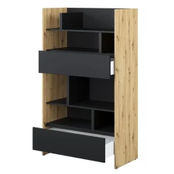 REGAŁ Z SZUFLADAMI BC-27 DO PÓŁKOTAPCZANU CZARNY / DĄB ARTISAN 92x158 BED CONCEPT Lenart