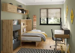 REGAŁ Z SZUFLADAMI BC-27 DO PÓŁKOTAPCZANU CZARNY / DĄB ARTISAN 92x158 BED CONCEPT Lenart
