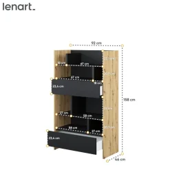 REGAŁ Z SZUFLADAMI BC-27 DO PÓŁKOTAPCZANU CZARNY / DĄB ARTISAN 92x158 BED CONCEPT Lenart