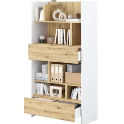 REGAŁ Z SZUFLADAMI BC-28 DO PÓŁKOTAPCZANU DĄB ARTISAN / BIAŁY 92x178 BED CONCEPT Lenart
