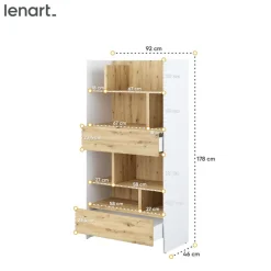 REGAŁ Z SZUFLADAMI BC-28 DO PÓŁKOTAPCZANU DĄB ARTISAN / BIAŁY 92x178 BED CONCEPT Lenart