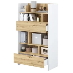 REGAŁ Z SZUFLADAMI BC-27 DO PÓŁKOTAPCZANU DĄB ARTISAN / BIAŁY 92x158 BED CONCEPT Lenart