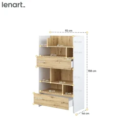 REGAŁ Z SZUFLADAMI BC-27 DO PÓŁKOTAPCZANU DĄB ARTISAN / BIAŁY 92x158 BED CONCEPT Lenart
