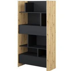 REGAŁ Z SZUFLADAMI BC-28 DO PÓŁKOTAPCZANU CZARNY / DĄB ARTISAN 92x178 BED CONCEPT Lenart