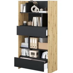 REGAŁ Z SZUFLADAMI BC-28 DO PÓŁKOTAPCZANU CZARNY / DĄB ARTISAN 92x178 BED CONCEPT Lenart