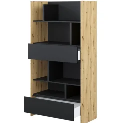 REGAŁ Z SZUFLADAMI BC-28 DO PÓŁKOTAPCZANU CZARNY / DĄB ARTISAN 92x178 BED CONCEPT Lenart
