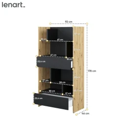 REGAŁ Z SZUFLADAMI BC-28 DO PÓŁKOTAPCZANU CZARNY / DĄB ARTISAN 92x178 BED CONCEPT Lenart