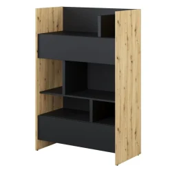 REGAŁ Z SZUFLADAMI BC-26 DO PÓŁKOTAPCZANU CZARNY / DĄB ARTISAN 92x138 BED CONCEPT Lenart
