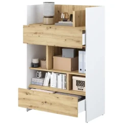 REGAŁ Z SZUFLADAMI BC-26 DO PÓŁKOTAPCZANU DĄB ARTISAN / BIAŁY 92x138 BED CONCEPT Lenart