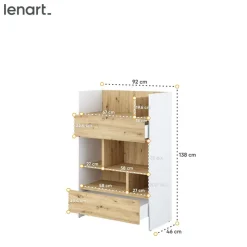REGAŁ Z SZUFLADAMI BC-26 DO PÓŁKOTAPCZANU DĄB ARTISAN / BIAŁY 92x138 BED CONCEPT Lenart